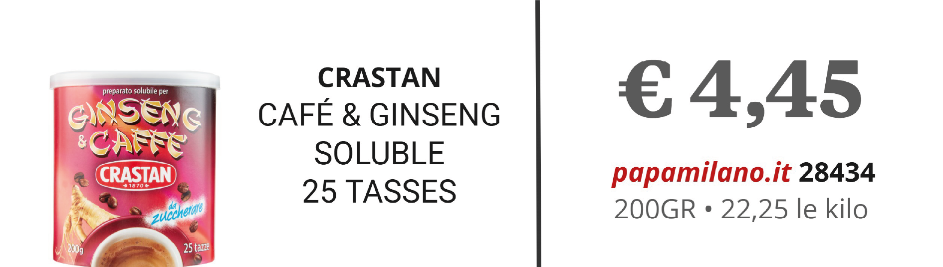 CRASTAN CAFÉ & GINSENG SOLUBLE 25 TASSES